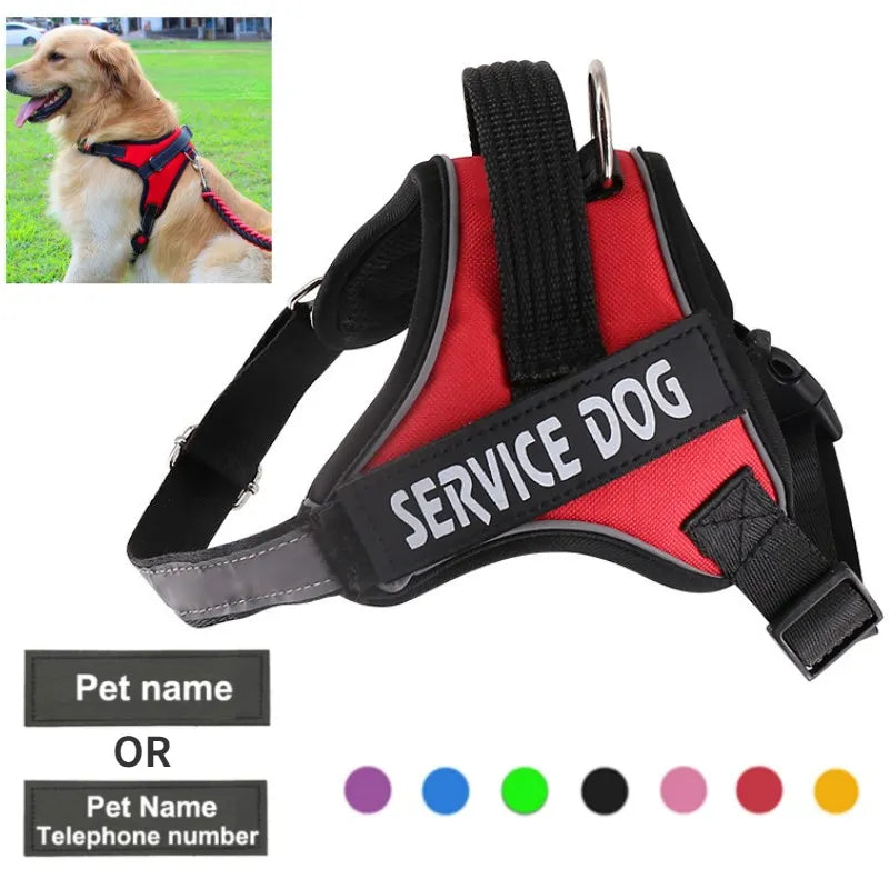 Coleira Peitoral Pet de nylon personalizada para animais de estimação, coleira ajustável acolchoada extra grande, média e pequena, colete reflexivo