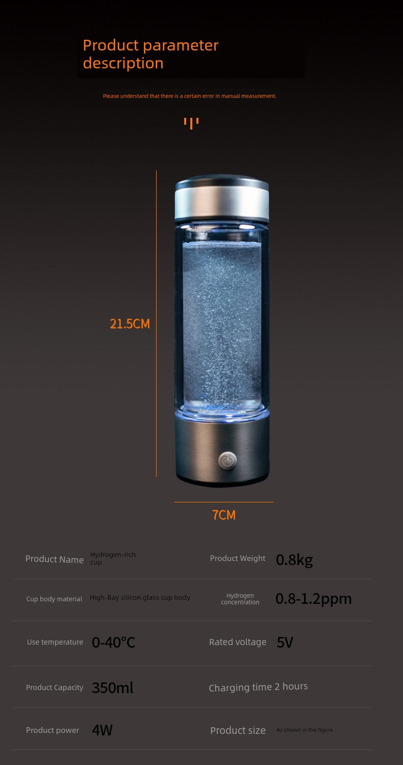 Garrafa Geradora de água enriquecida com Hidrogênio MOLECULAR,  rico em Hidrogênio Eletrolítico, Íon de oxigênio negativo. Tecnologia Japonesa.