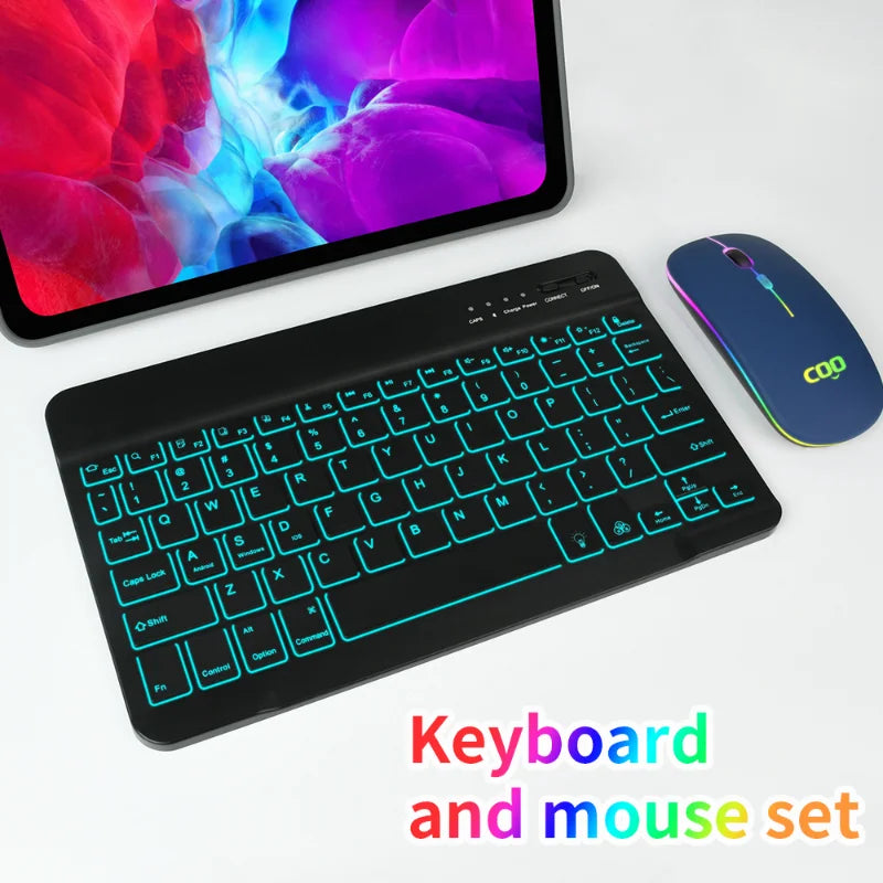 Combo de teclado e mouse rgb bluetooth, recarregável, sem fio, retro iluminação, conjunto de teclado e mouse